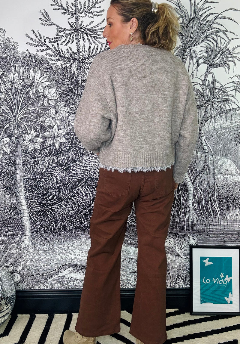 Peyton Wide Leg Jeans in Chocolate Brown