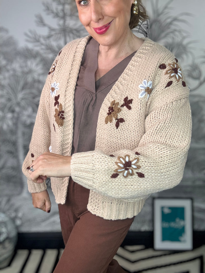 Aeris Autumn Daisy Open Cardigan