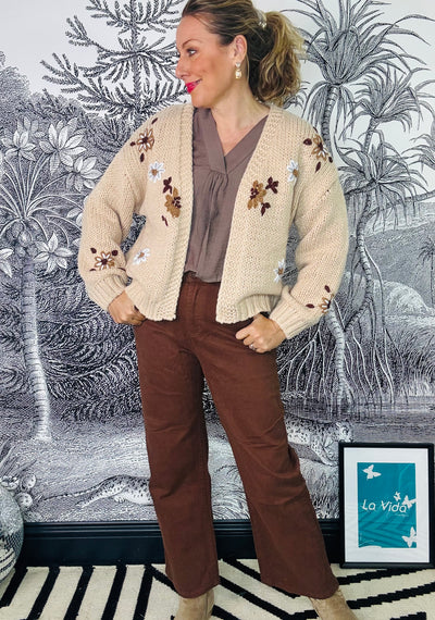 Aeris Autumn Daisy Open Cardigan
