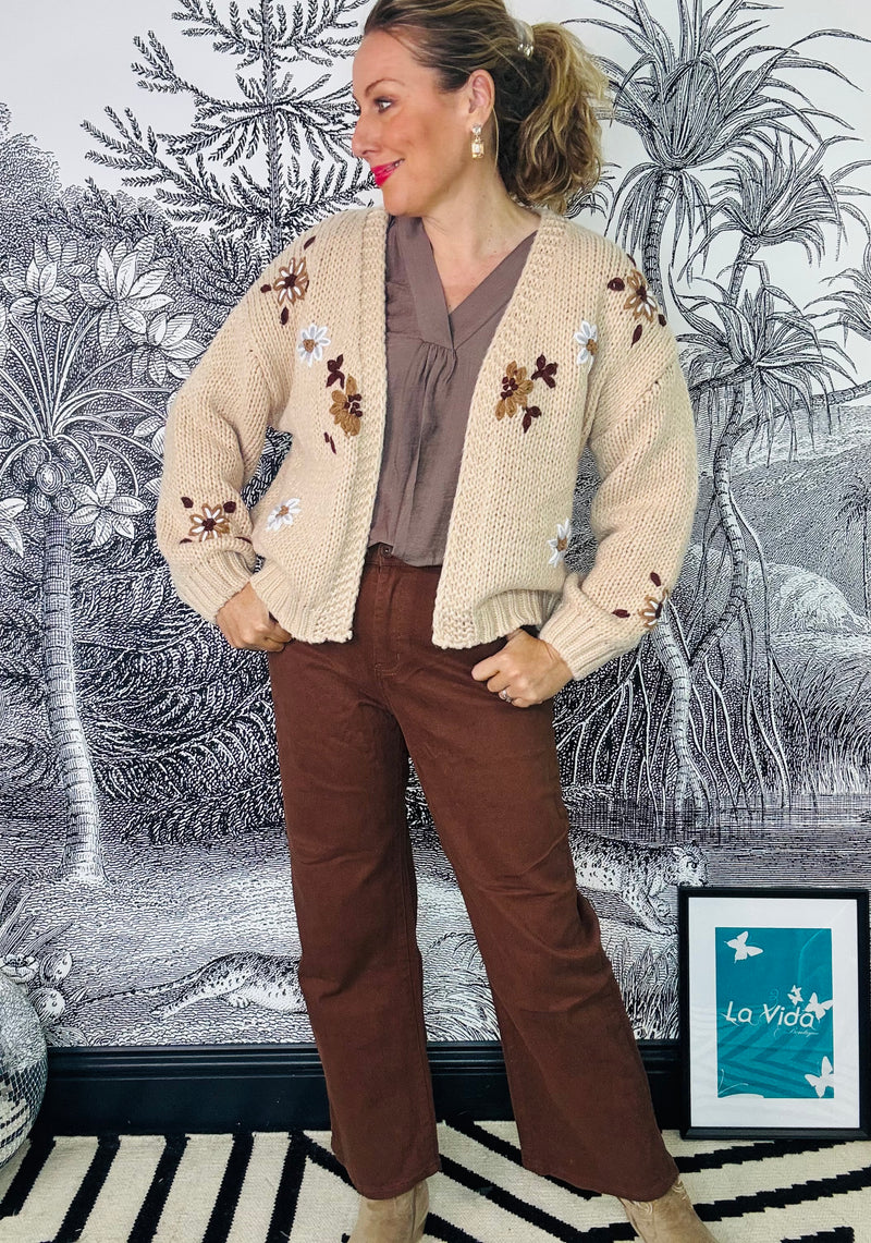 Aeris Autumn Daisy Open Cardigan