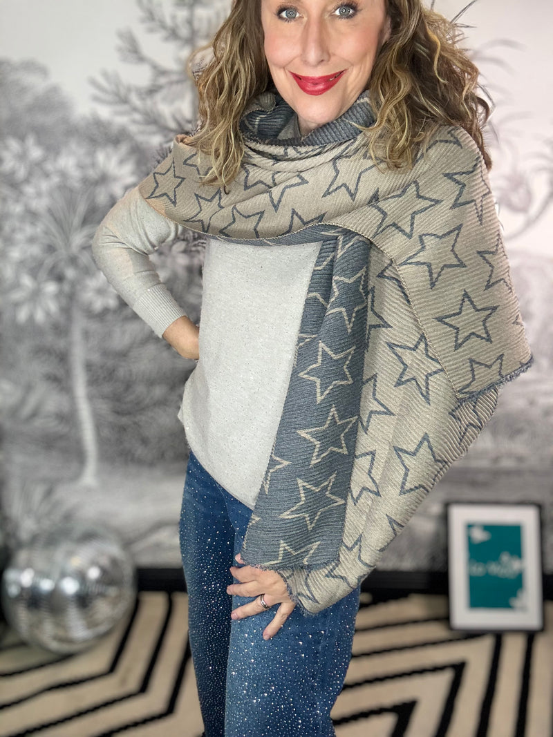 Tushar Star Plisse Winter Scarf