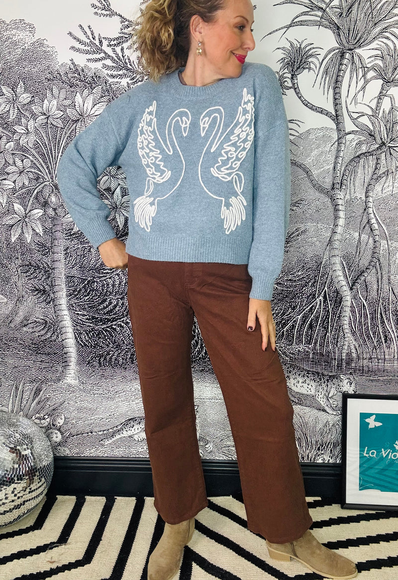 Kayla Swan Kiss Jumper in Ice Blue