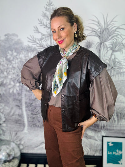 Juliet Vegan Leather Vest Top in Coffee Brown