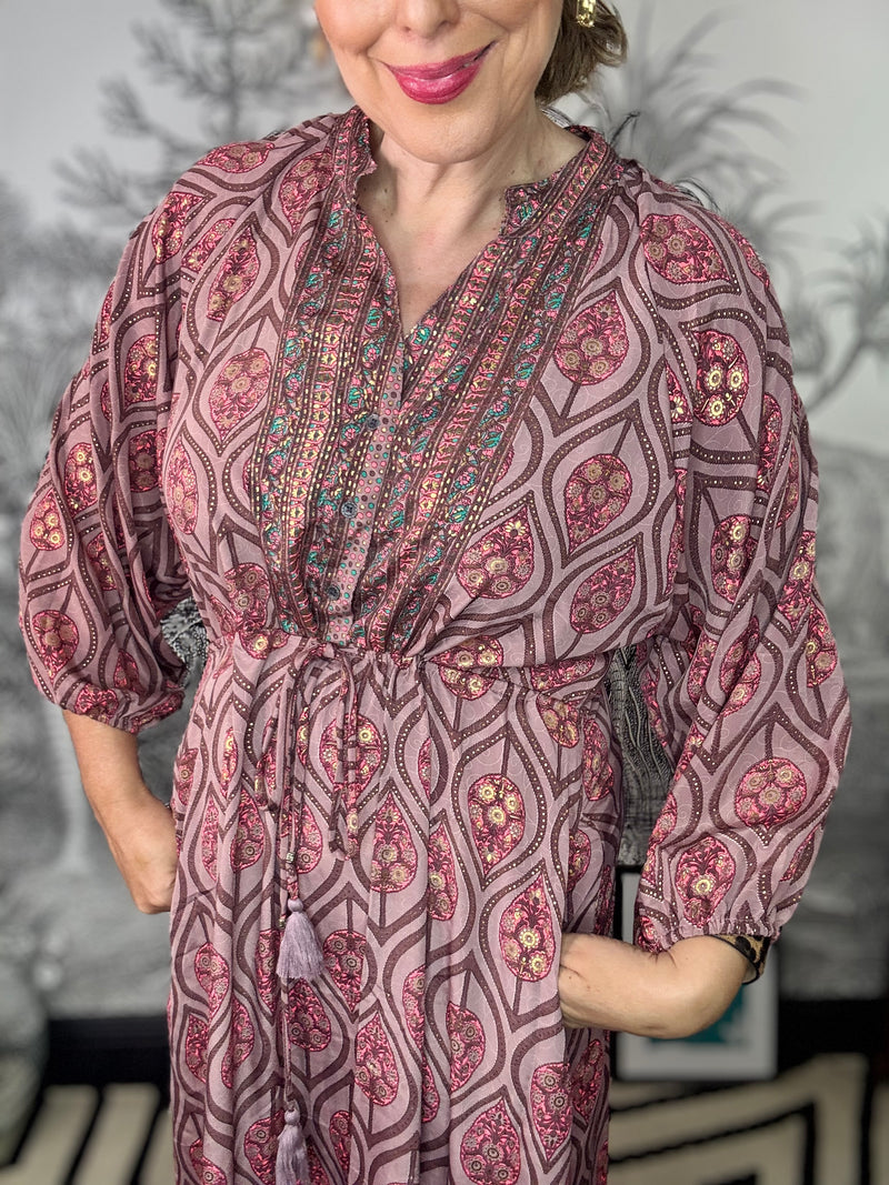 Luna Raglan Dress in Powder Tulip