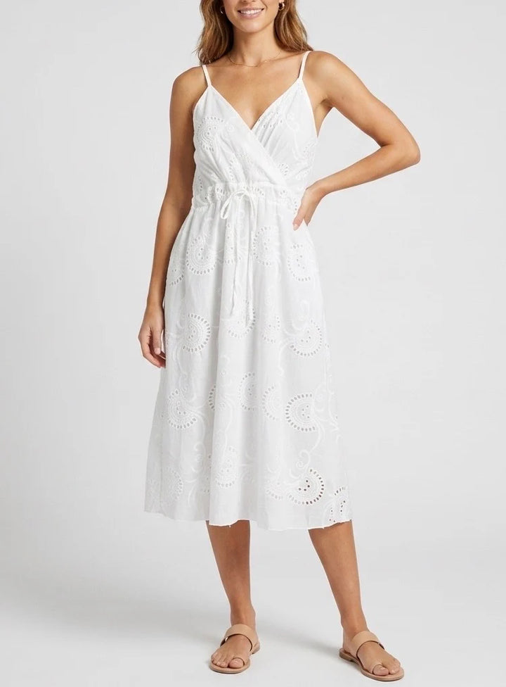 Estepona Broderie Anglaise Wrap Midi Dress