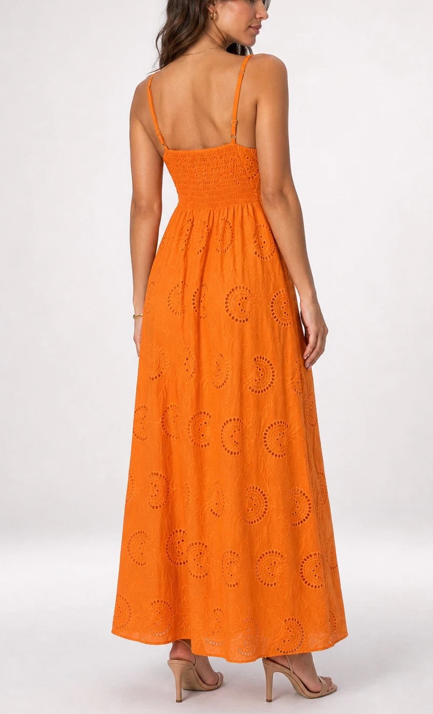 Nerja Embroidered Maxi Wrap Dress With Adjustable Strap