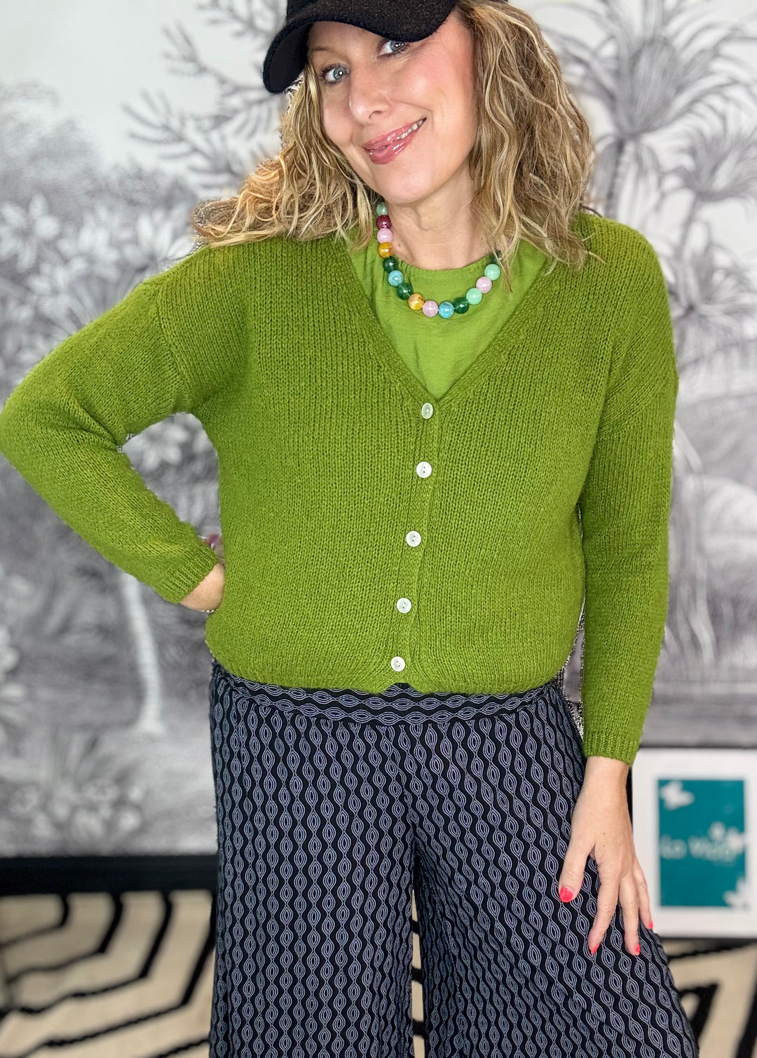 Sukie V-Neck Mohair Cardigan in Autumn Colours