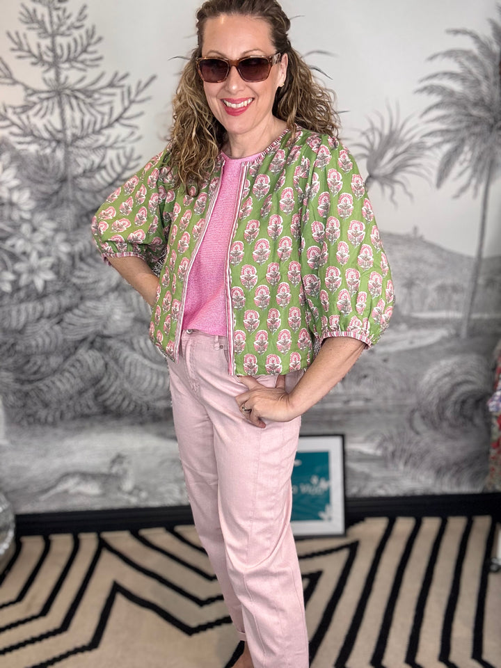Bari Reversible Printed Pattern Green Jacket