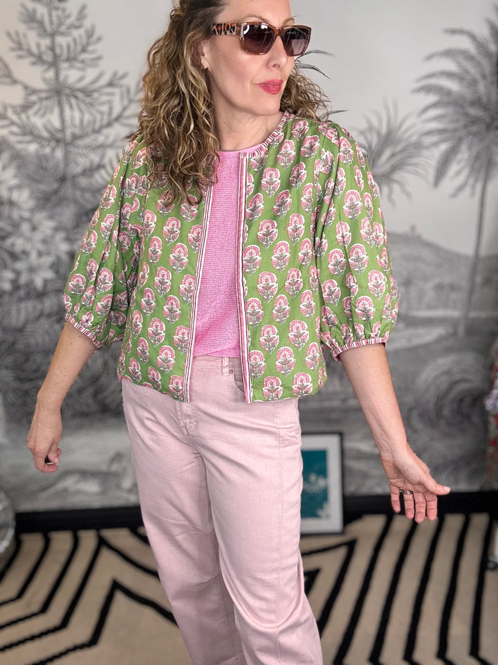 Bari Reversible Printed Pattern Green Jacket