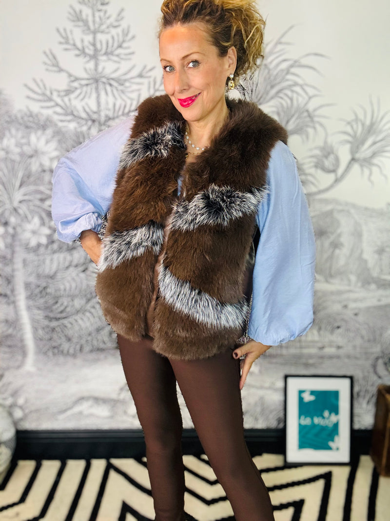 Marlow Faux Fur Gilet in Brown