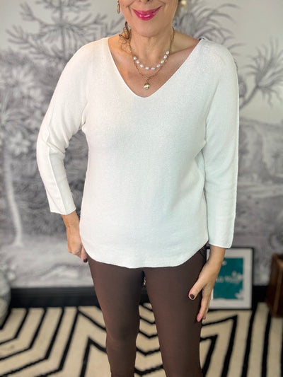 Amber Raw Edge V-Neck Jumper