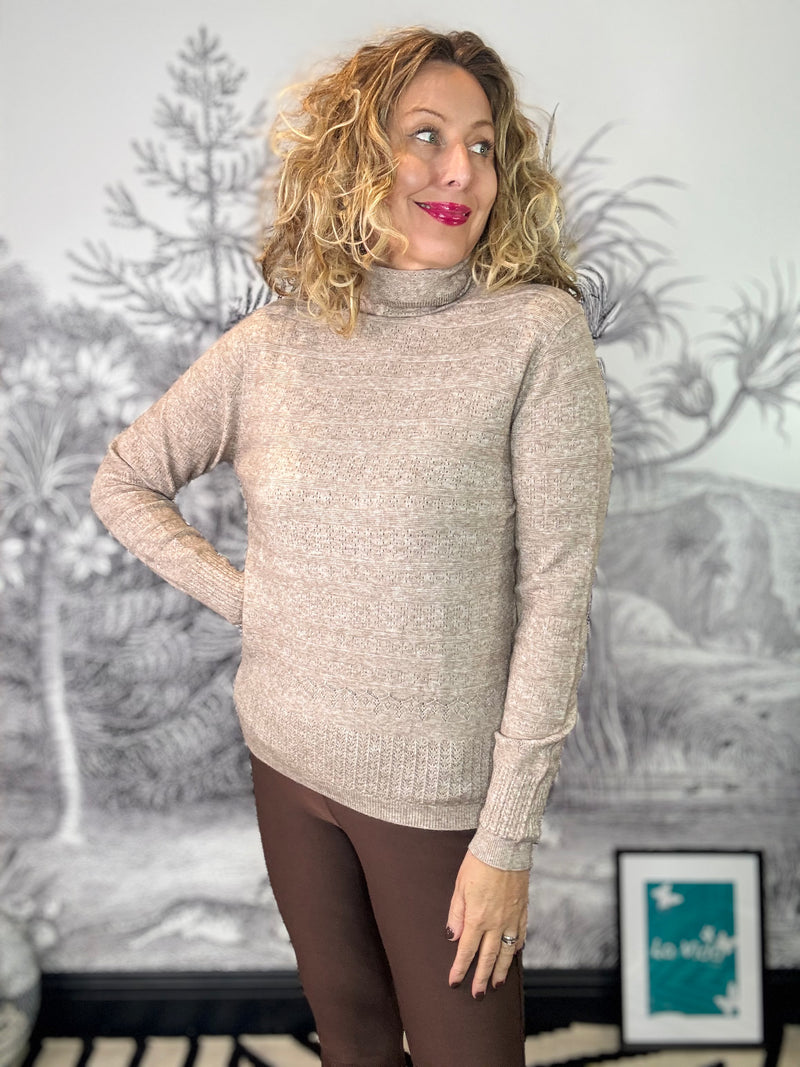 Luisa Soft Polo Neck Merino Wool Textured Knit