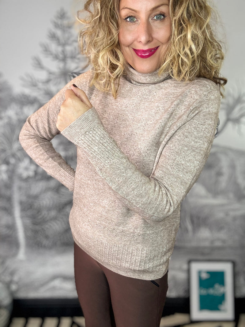 Luisa Soft Polo Neck Merino Wool Textured Knit