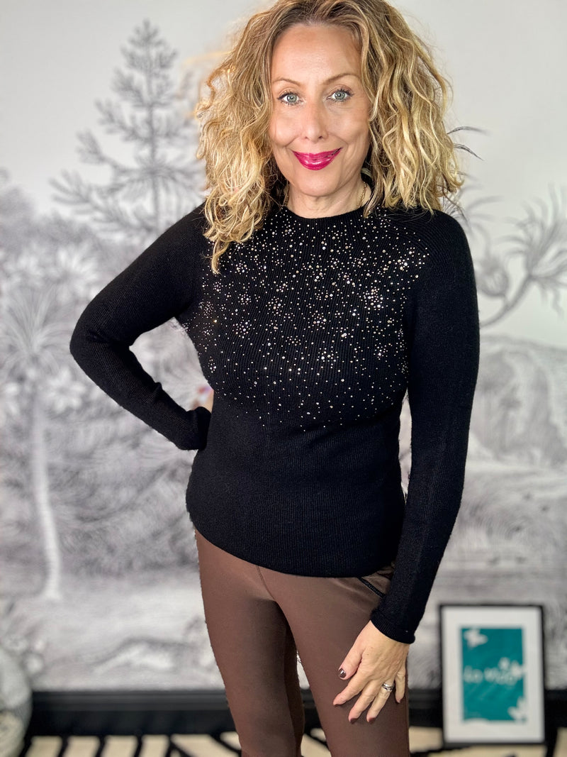 Zofia Sparkle Merino Wool High Neck Jumper