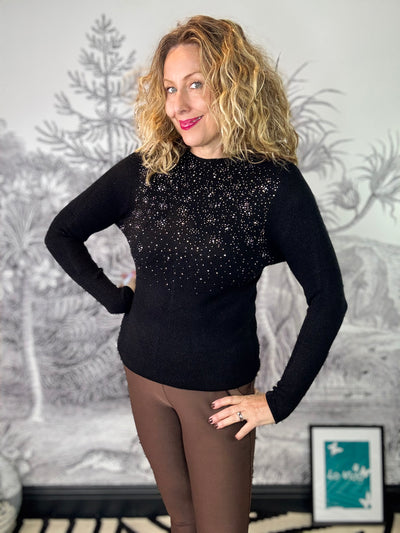 Zofia Sparkle Merino Wool High Neck Jumper