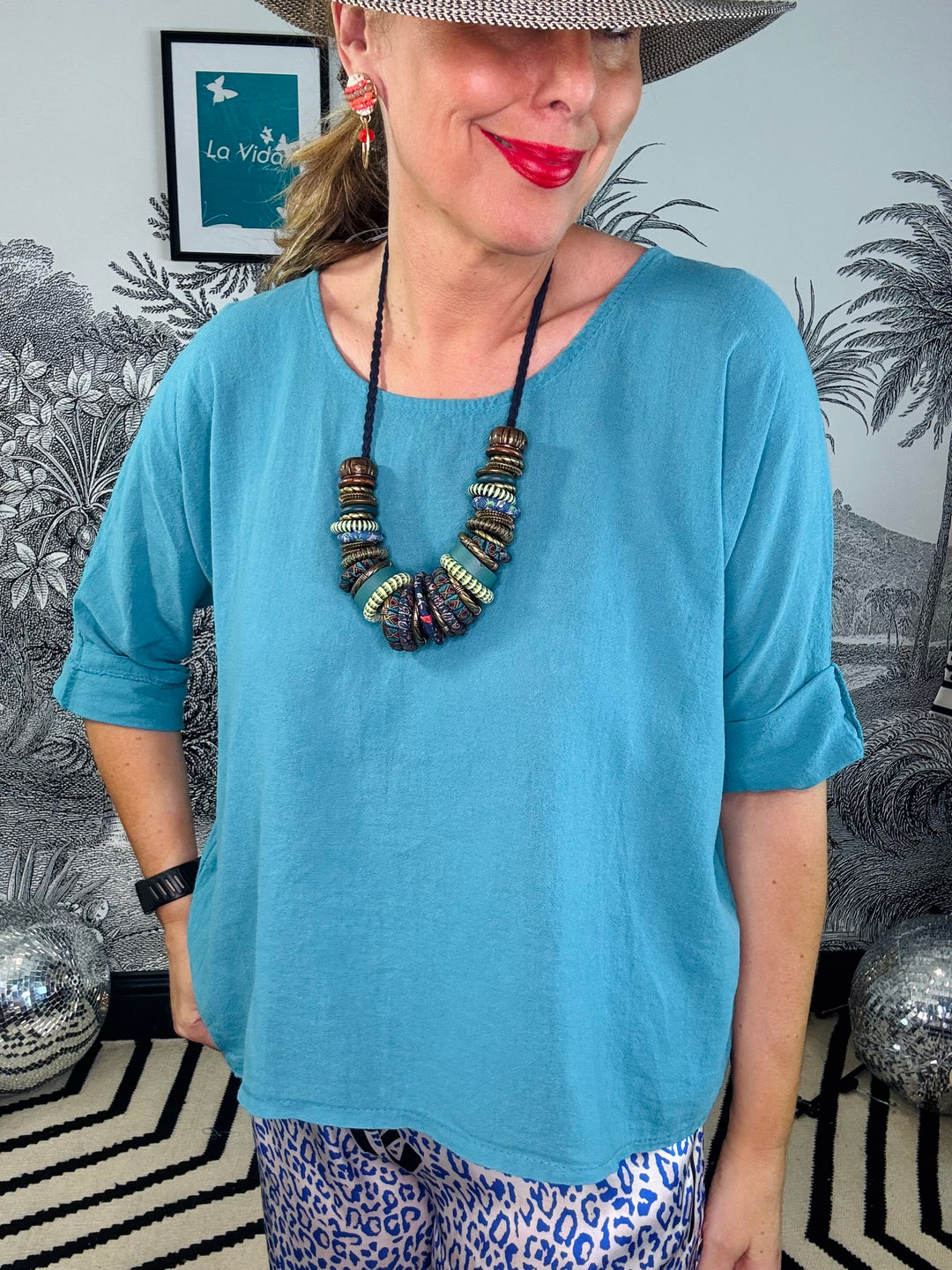 Akari Linen Cotton Mix Scoop Neck Top