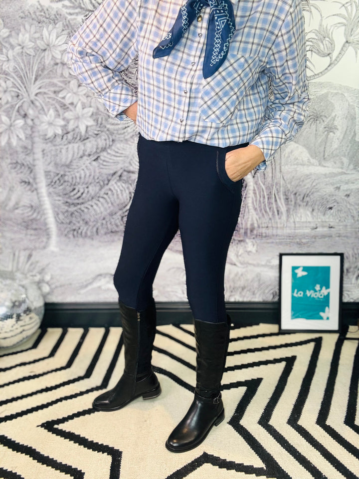 Nicola Neoprene Leggings in Navy