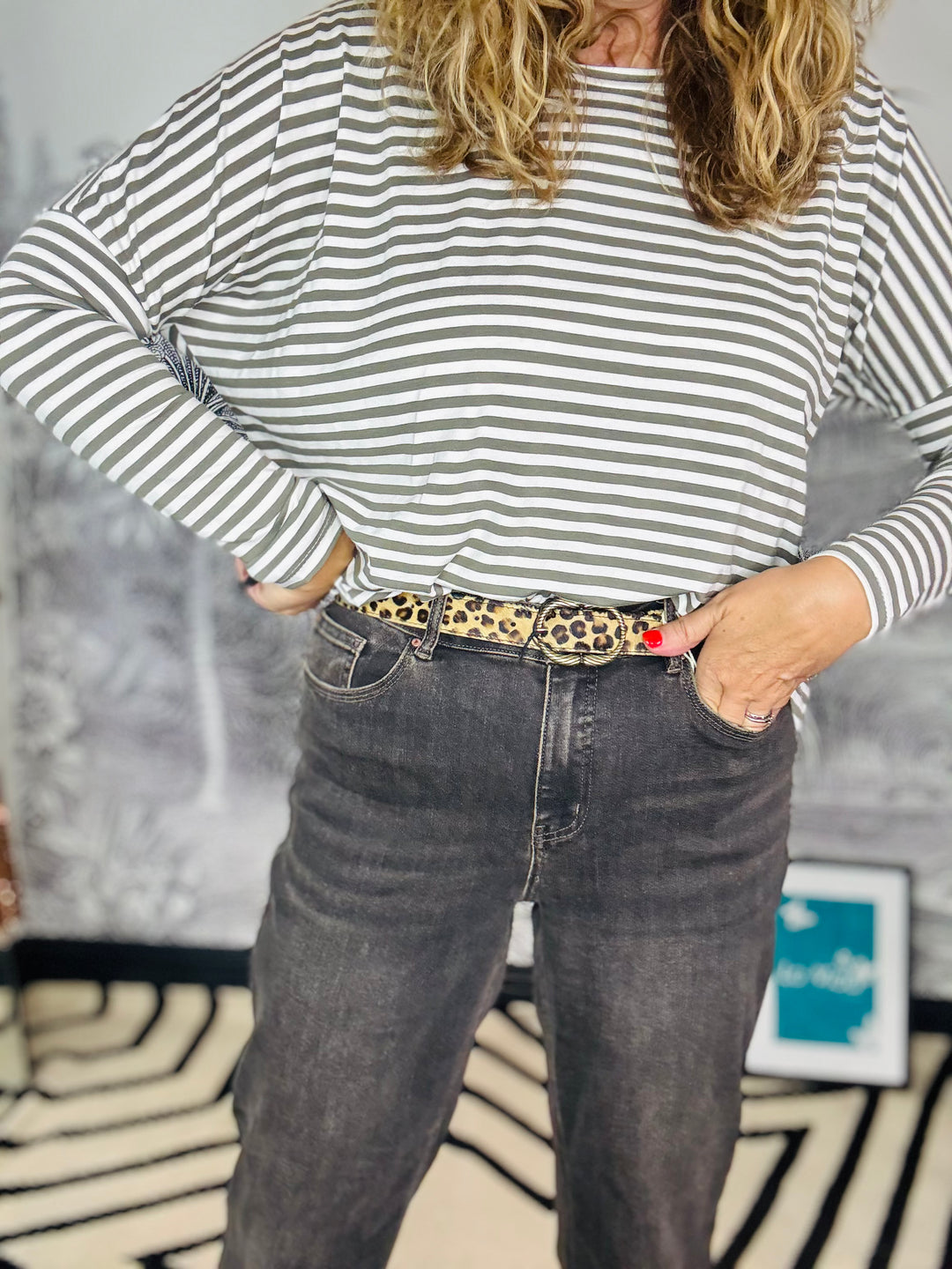 Jenny Leather Belt In Leopard Print