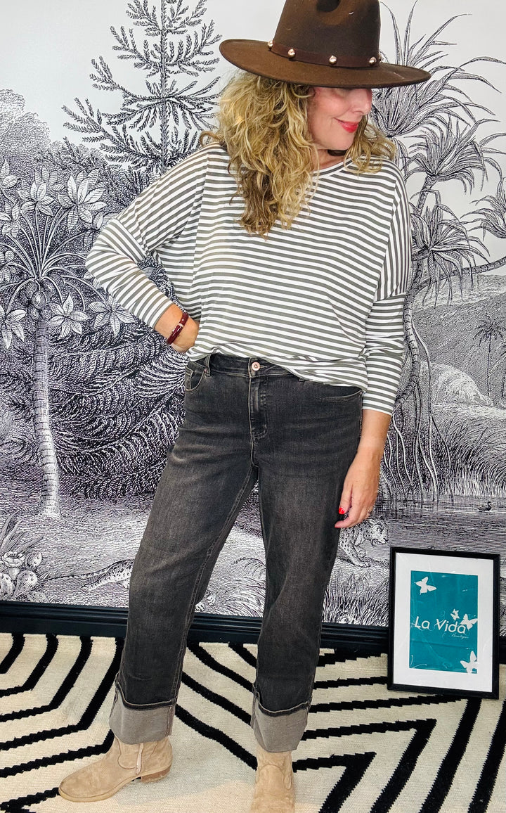 Kim Overdye Denim Jeans in Brown Tint