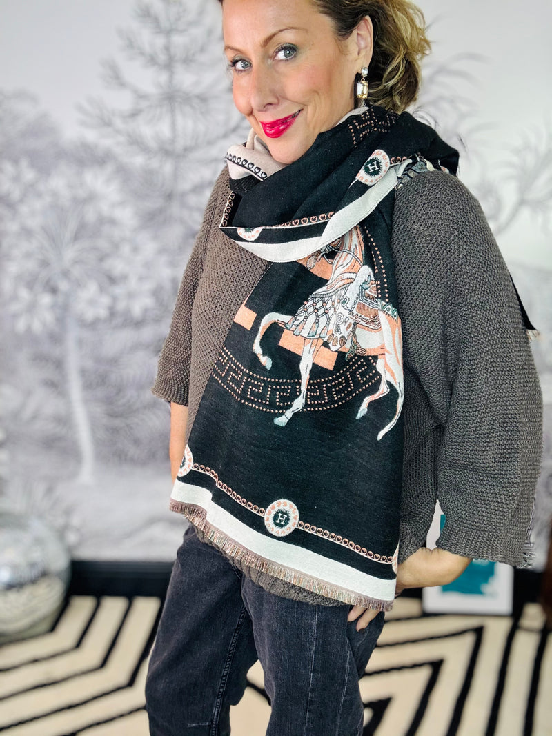 Equestrian Initial Winter Scarf