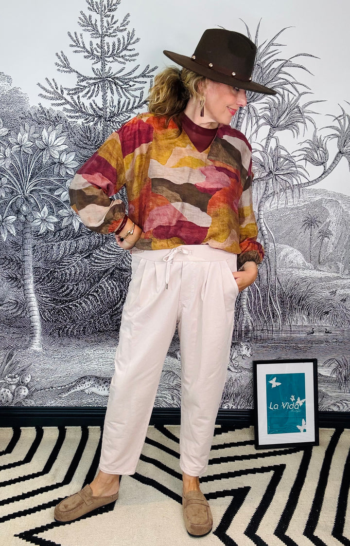 Barrel Leg Joggers in Rose