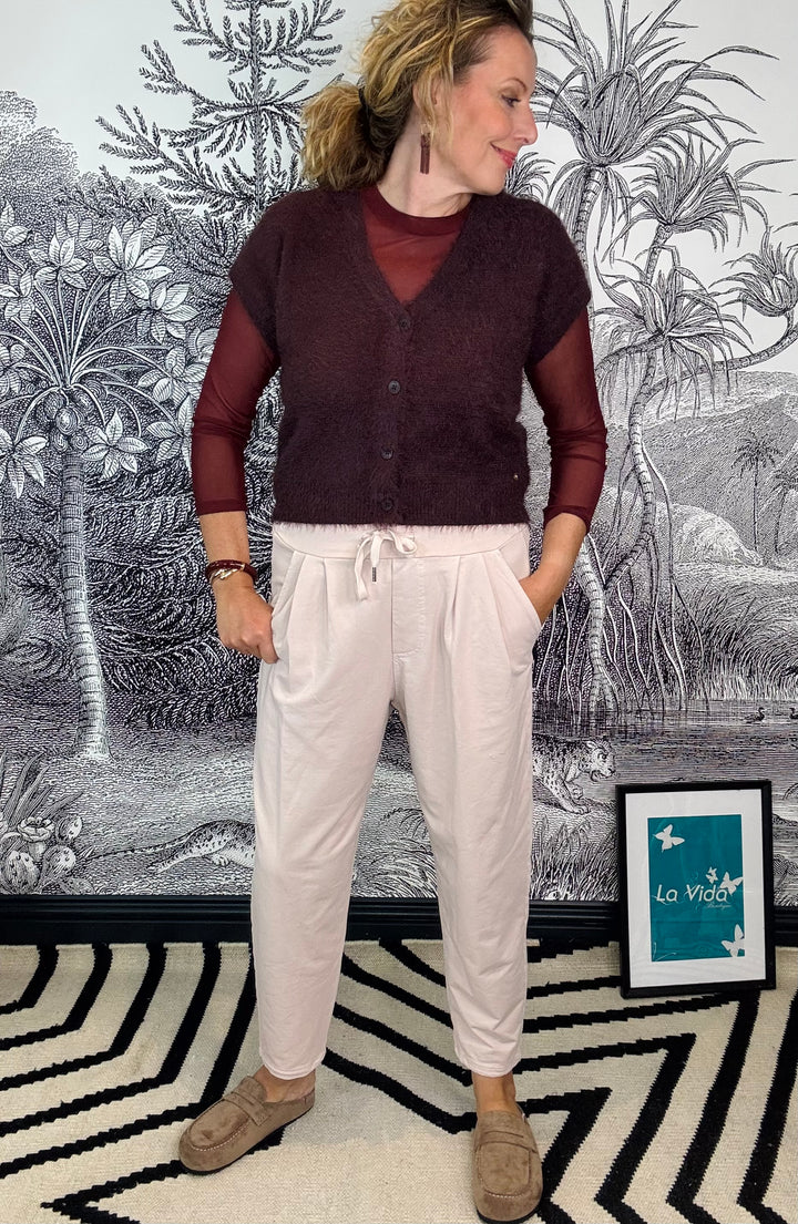 Barrel Leg Joggers in Rose
