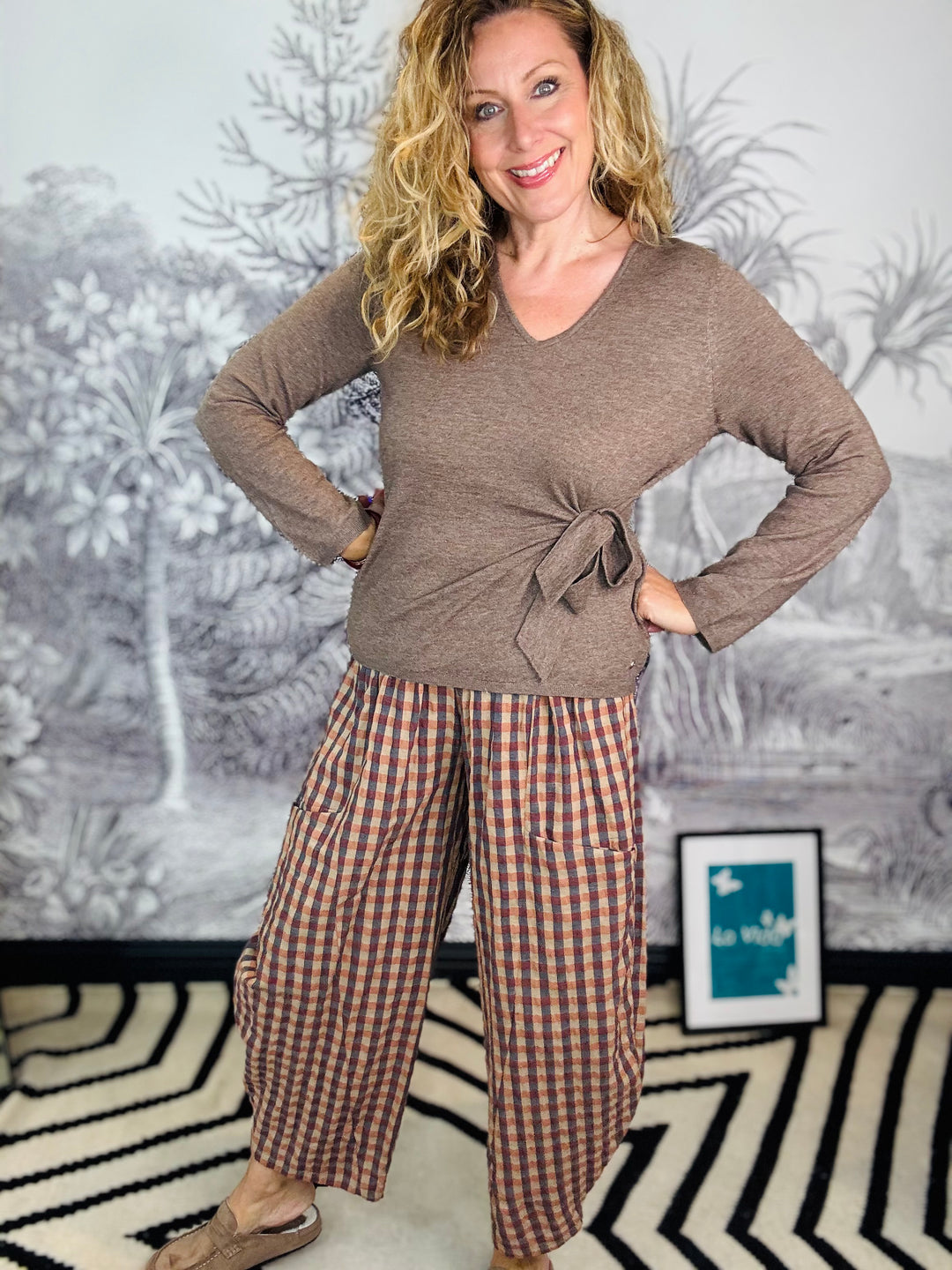 Sweet Knot V Neck Side Tie Jumper