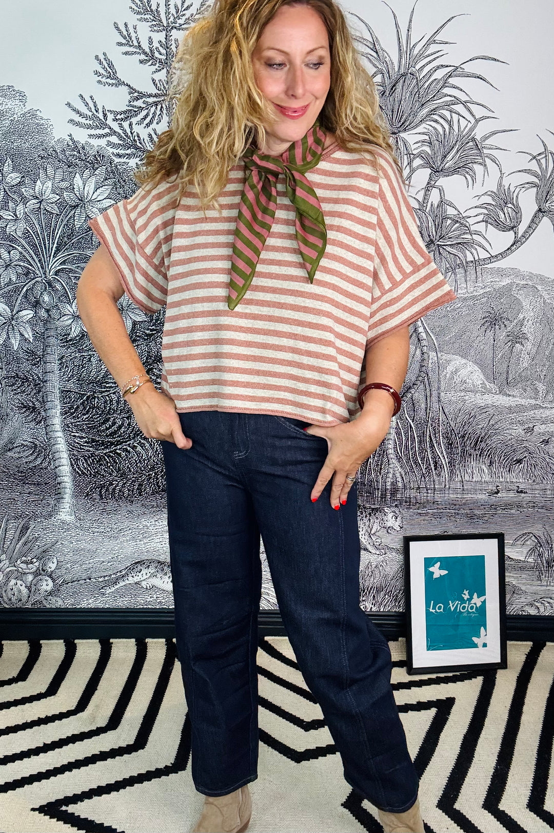Shirley striped mini scarf