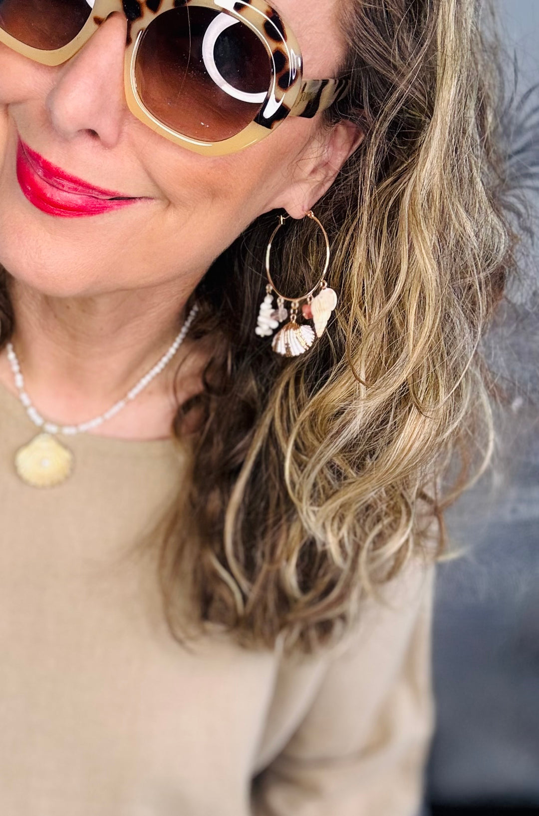Shell Charm Hoops