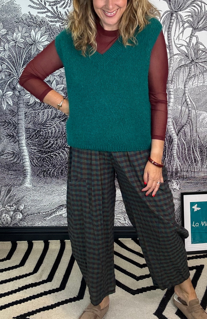 Helena Gingham Pouch Pocket Barrel Trouser
