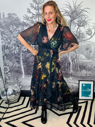 Abby Flutter Sleeve Maxi Wrap Dress