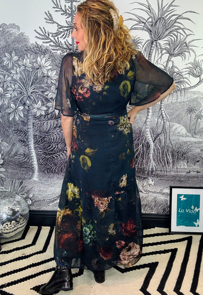 Abby Flutter Sleeve Maxi Wrap Dress