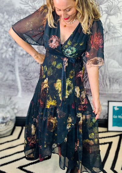 Abby Flutter Sleeve Maxi Wrap Dress
