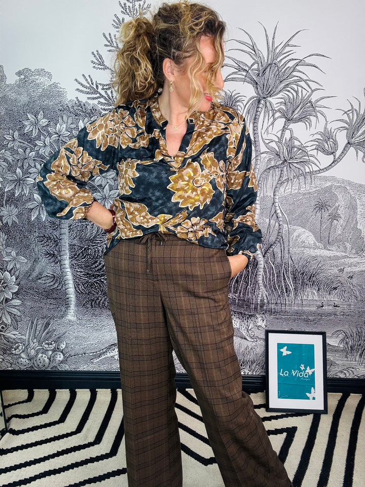 Luna Blouse in Autumn Lily Bronze Print