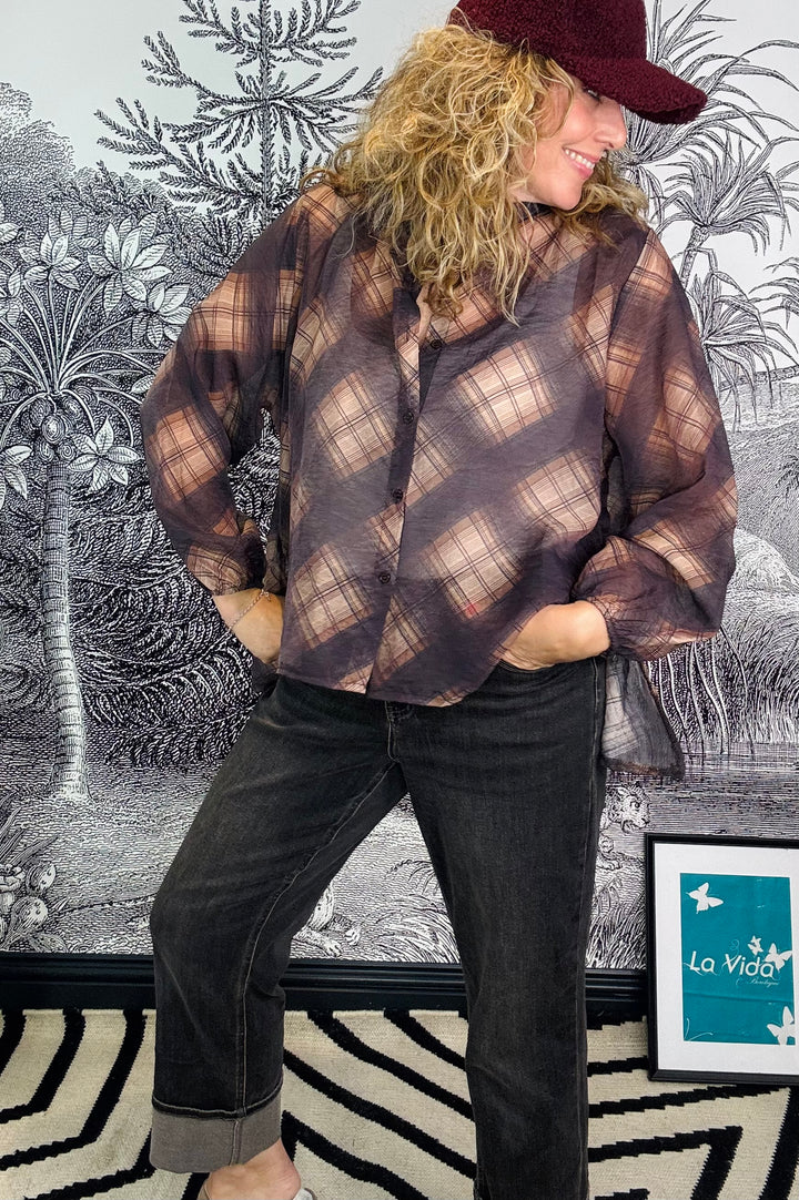 Charlotte Blouse in Coffee Check