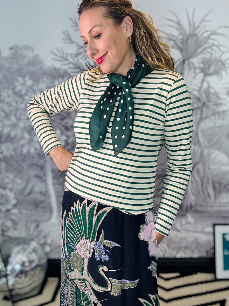 Mia Square Scarf in Racing Green Polka Dot