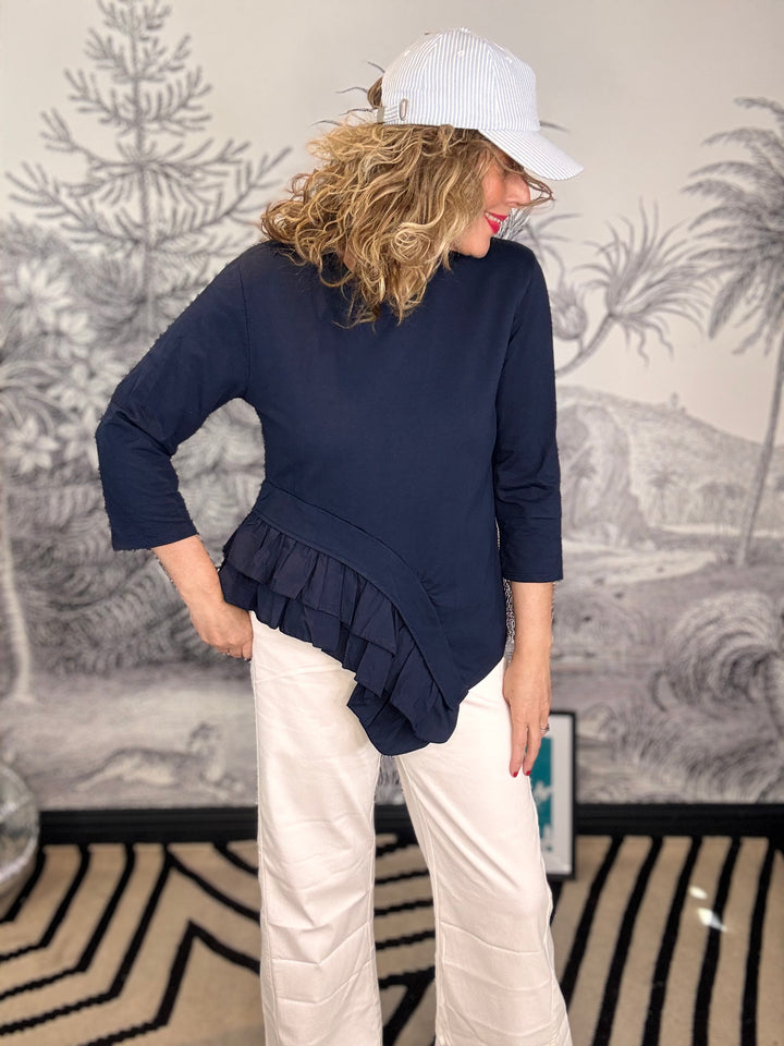 Felicity Frill Bottom Sweatshirt in Navy