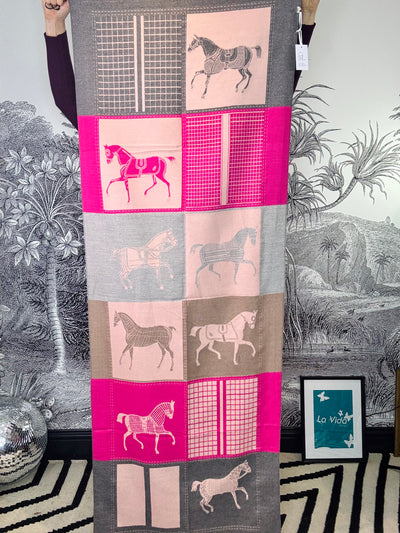 Equestrian Winter Scarf in Pink Mix