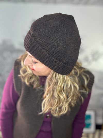 Fanny Beanie Hat in Chocolate Brown