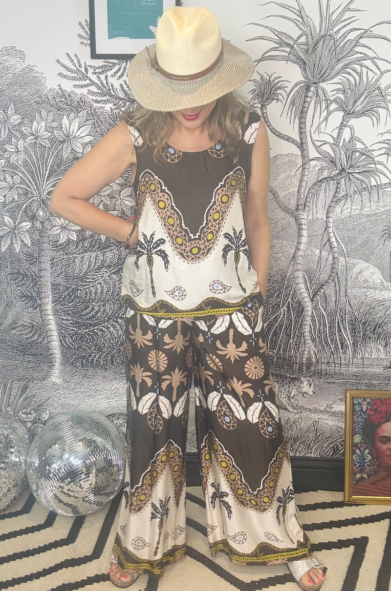Morocco Palm Silky Wide Trousers