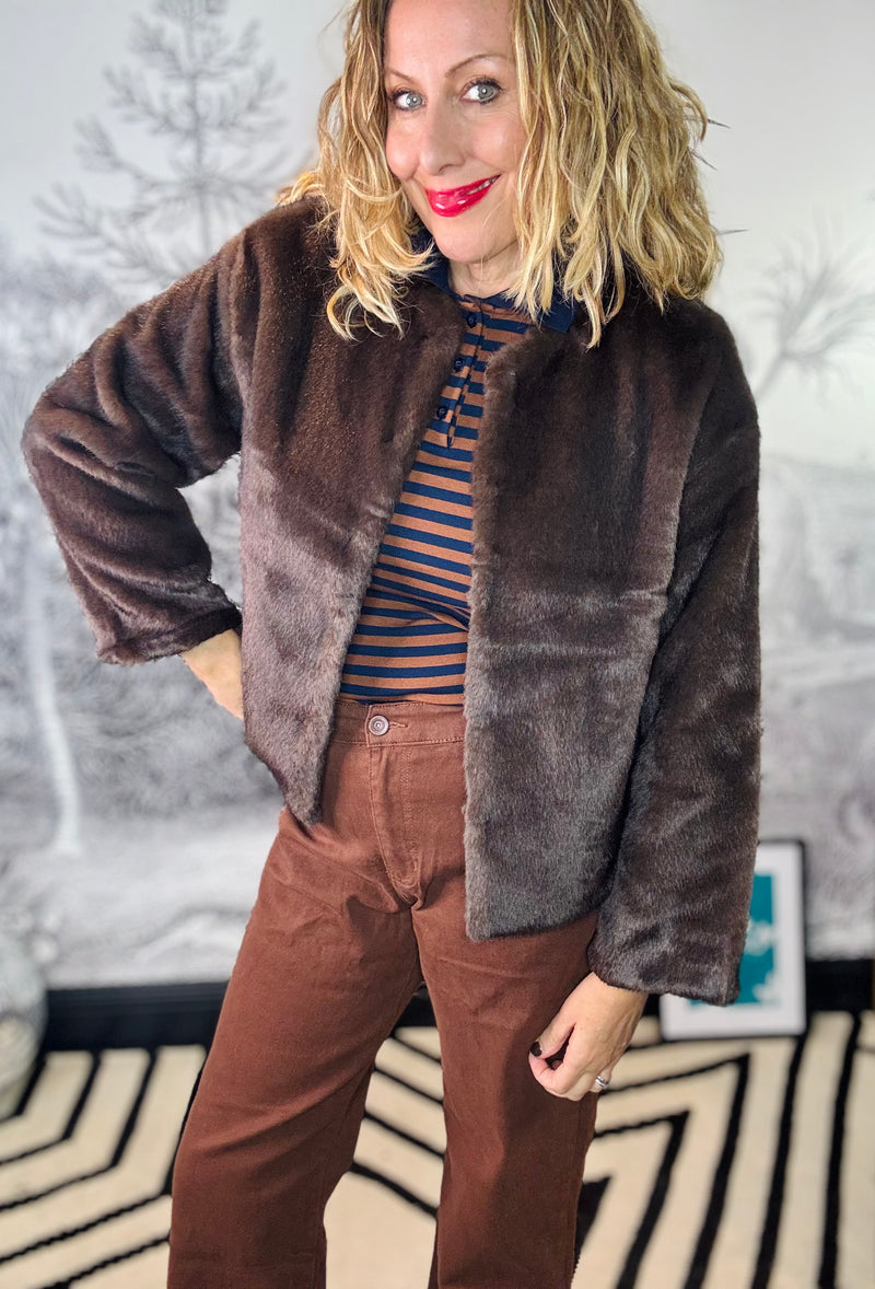 Delilah Plush Coat in Rich Cocoa