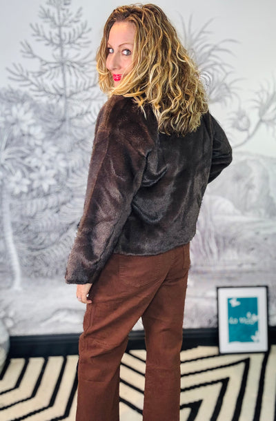 Delilah Plush Coat in Rich Cocoa
