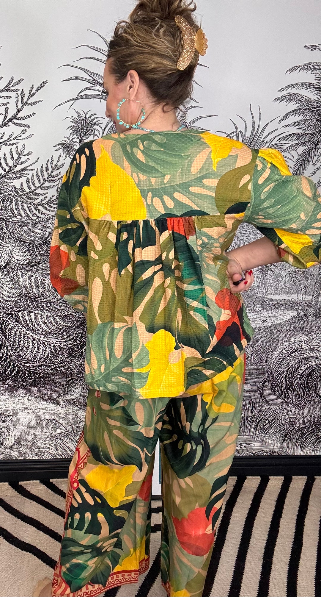 Exotic Leaves Short Cotton Jacket