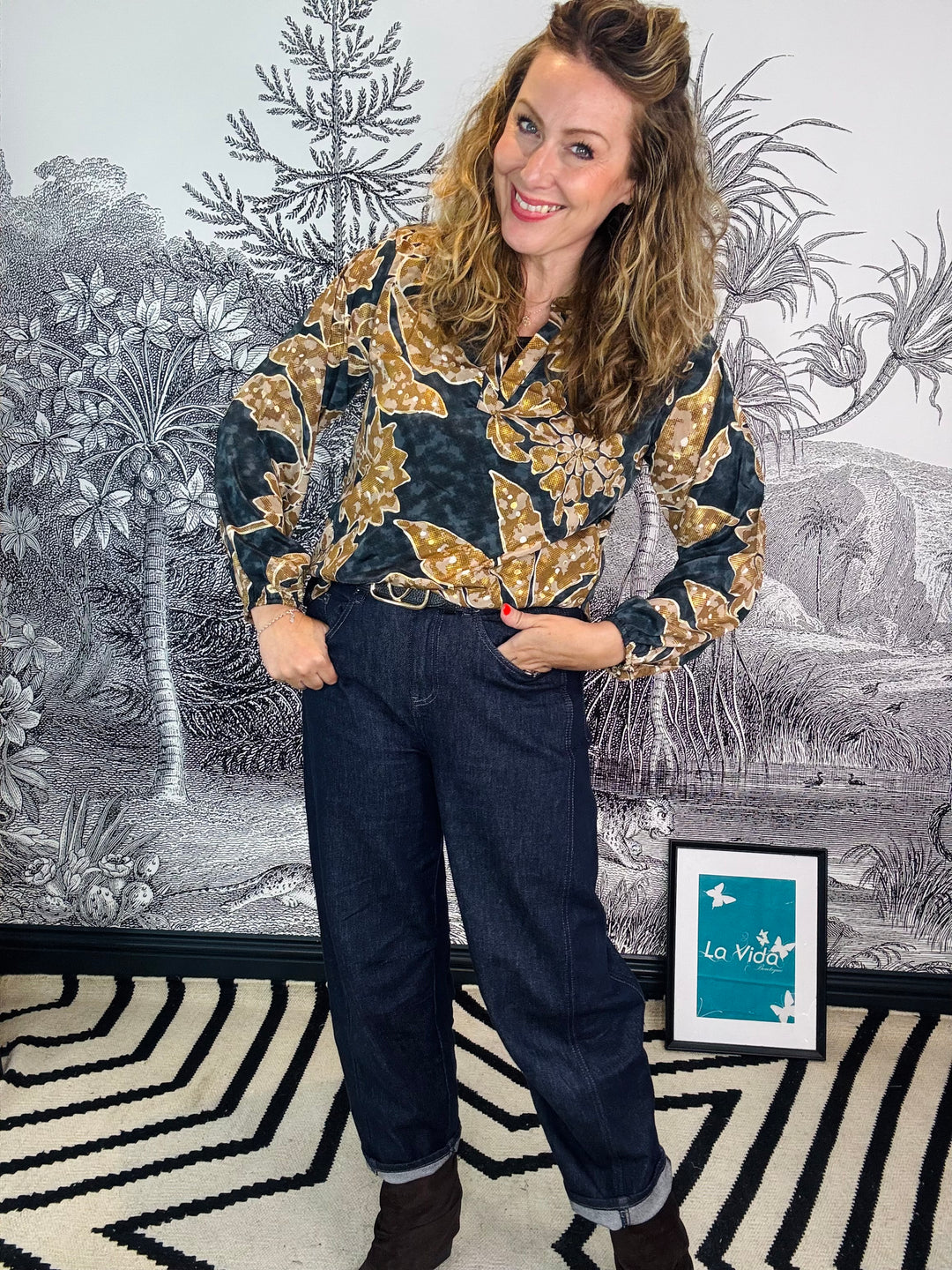 Luna Blouse in Autumn Lily Bronze Print