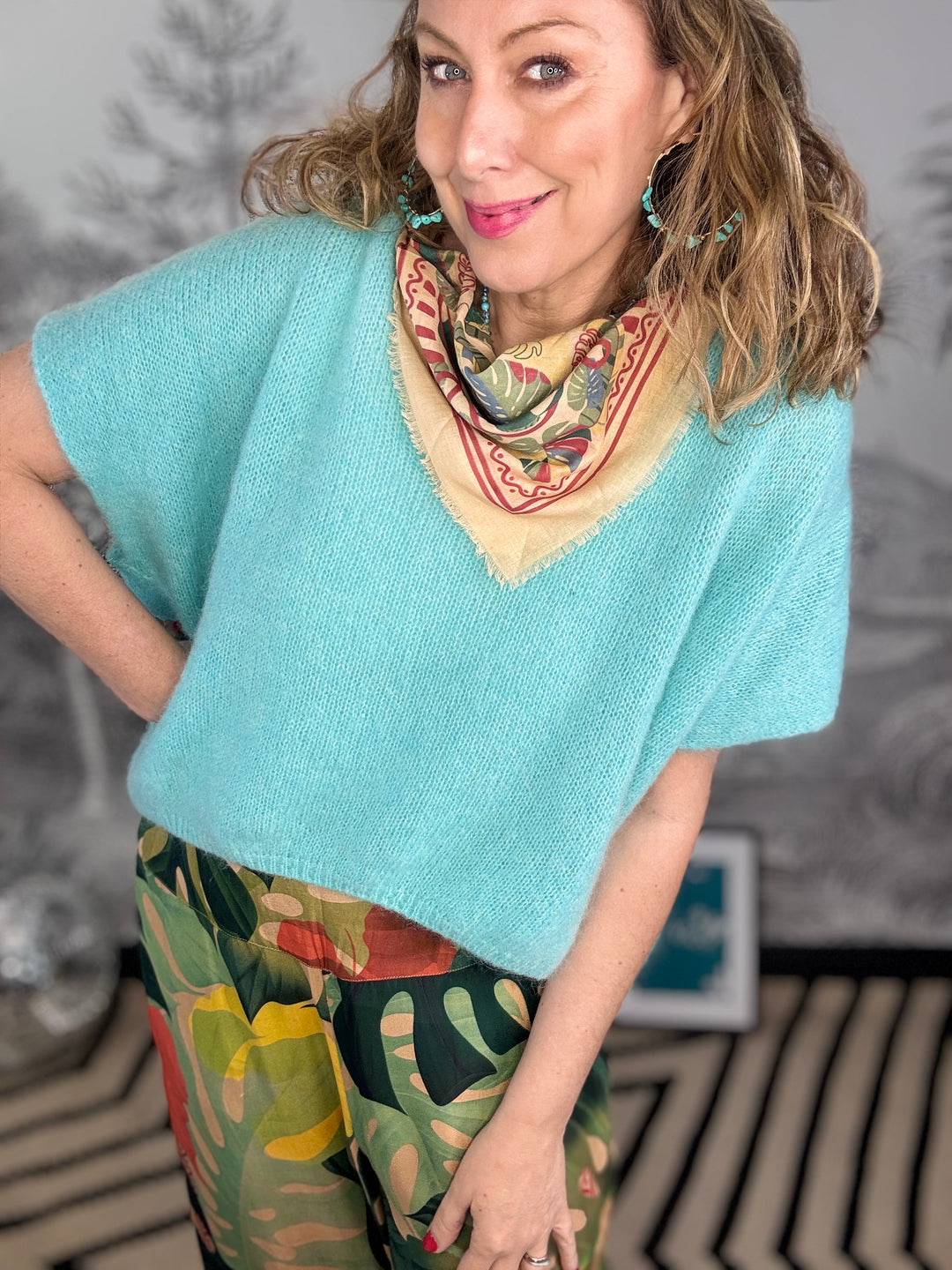 Dale Oversized Fluffy Mohair Mix Tank Top