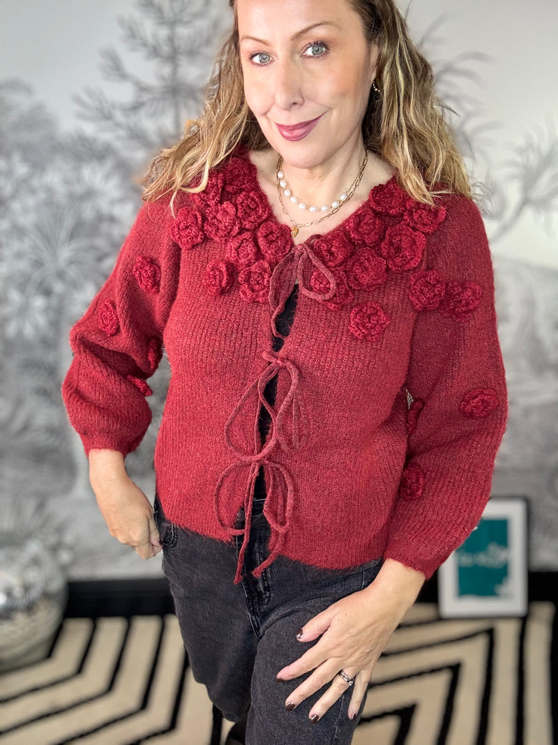 Rosie Rose Bud Tie Front Cardigan