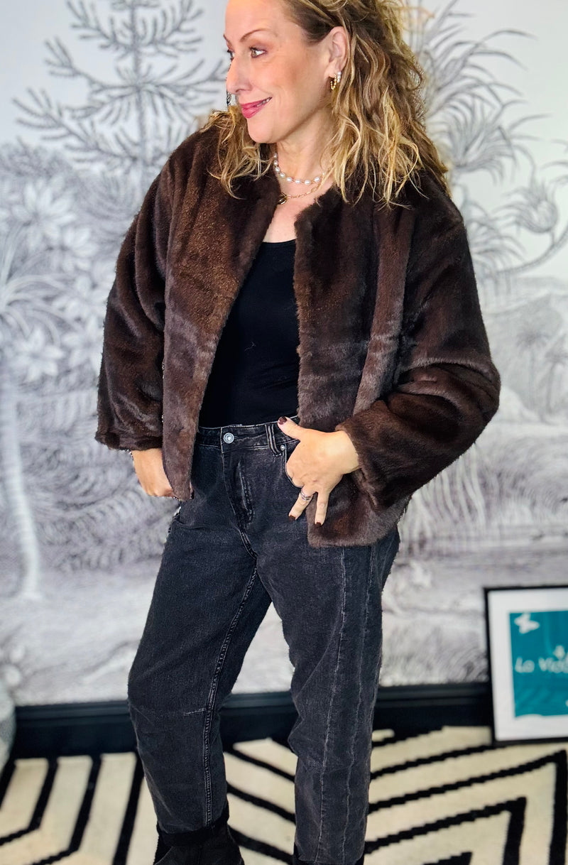 Delilah Plush Coat in Rich Cocoa