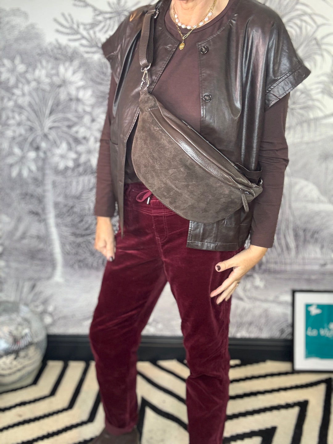 Berlin Large Leather &amp; Suede  Bum Bag