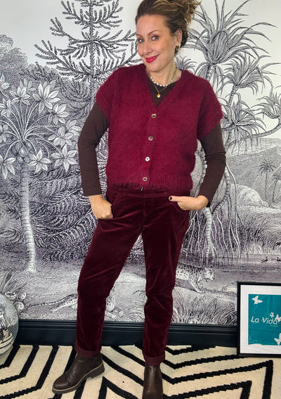 Tessy Velvet Jeans in Ruby
