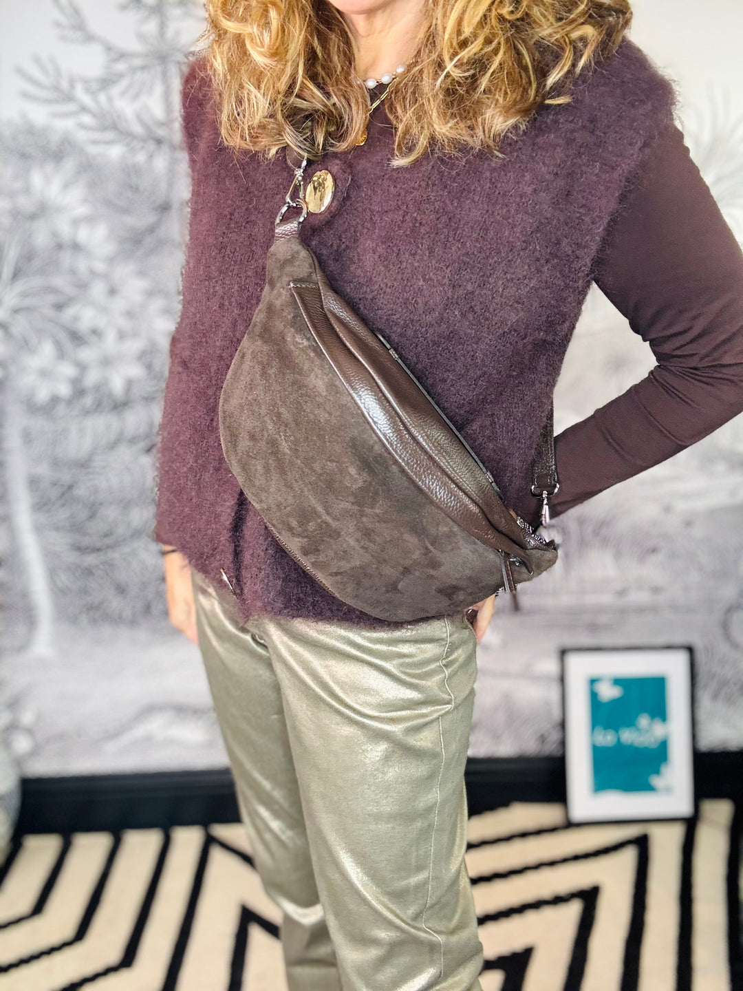 Berlin Large Leather &amp; Suede  Bum Bag